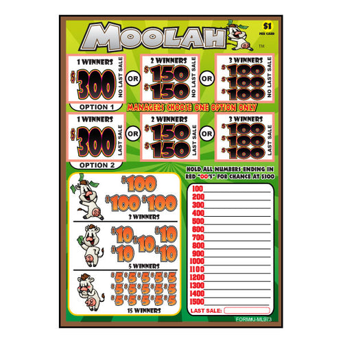 Pull Tab Tickets 973 Count - Moolah