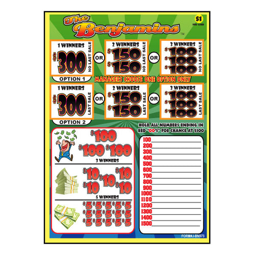 Pull Tab Tickets 973 Count - The Benjamins