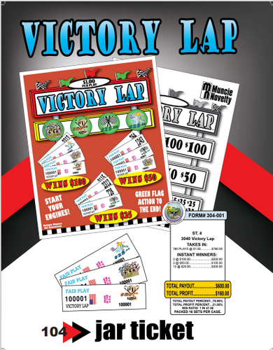 Y - Jar/Paper Pull Tab Tickets - 3040 Victory Lap (Stapled) *Limited Stock - Call for availability