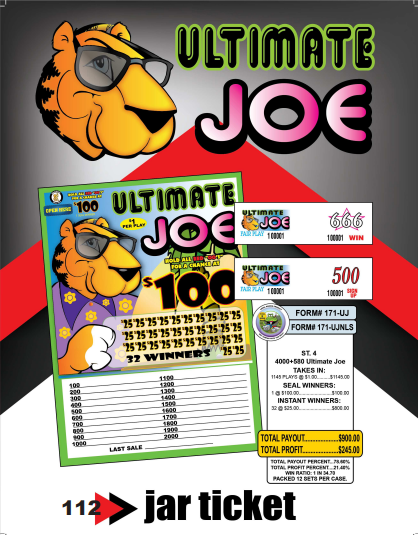 Y - Jar/Paper Pull Tab Tickets - 4580 Ultimate Joes *Limited Stock call for availability