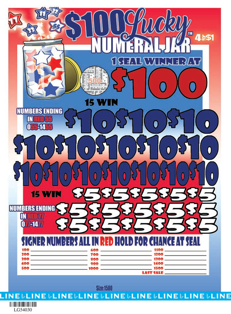 Y - Jar/Paper Pull Tab Tickets - 1580 Lucky Numeral Jar *In Stock