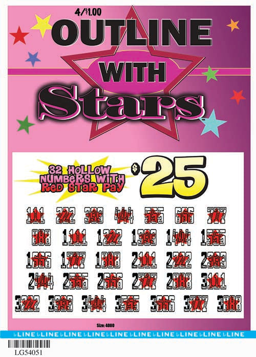 Y - Jar/Paper Pull Tab Tickets - 4080 Outline with the Stars *In Stock