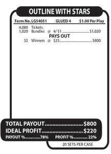 Y - Jar/Paper Pull Tab Tickets - 4080 Outline with the Stars *In Stock