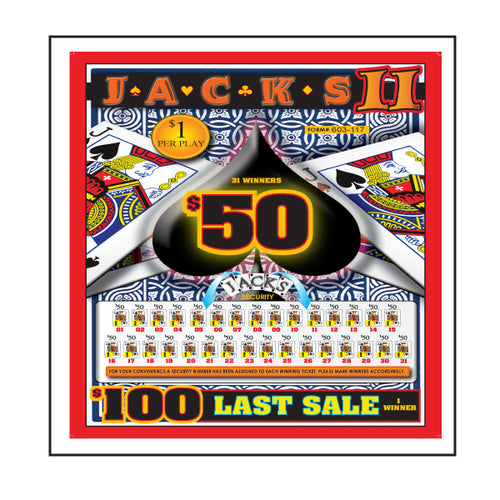 Y - Jar/Paper Pull Tab Tickets - 6288 Jacks 2 (Stapled) - Last Sale *In Stock